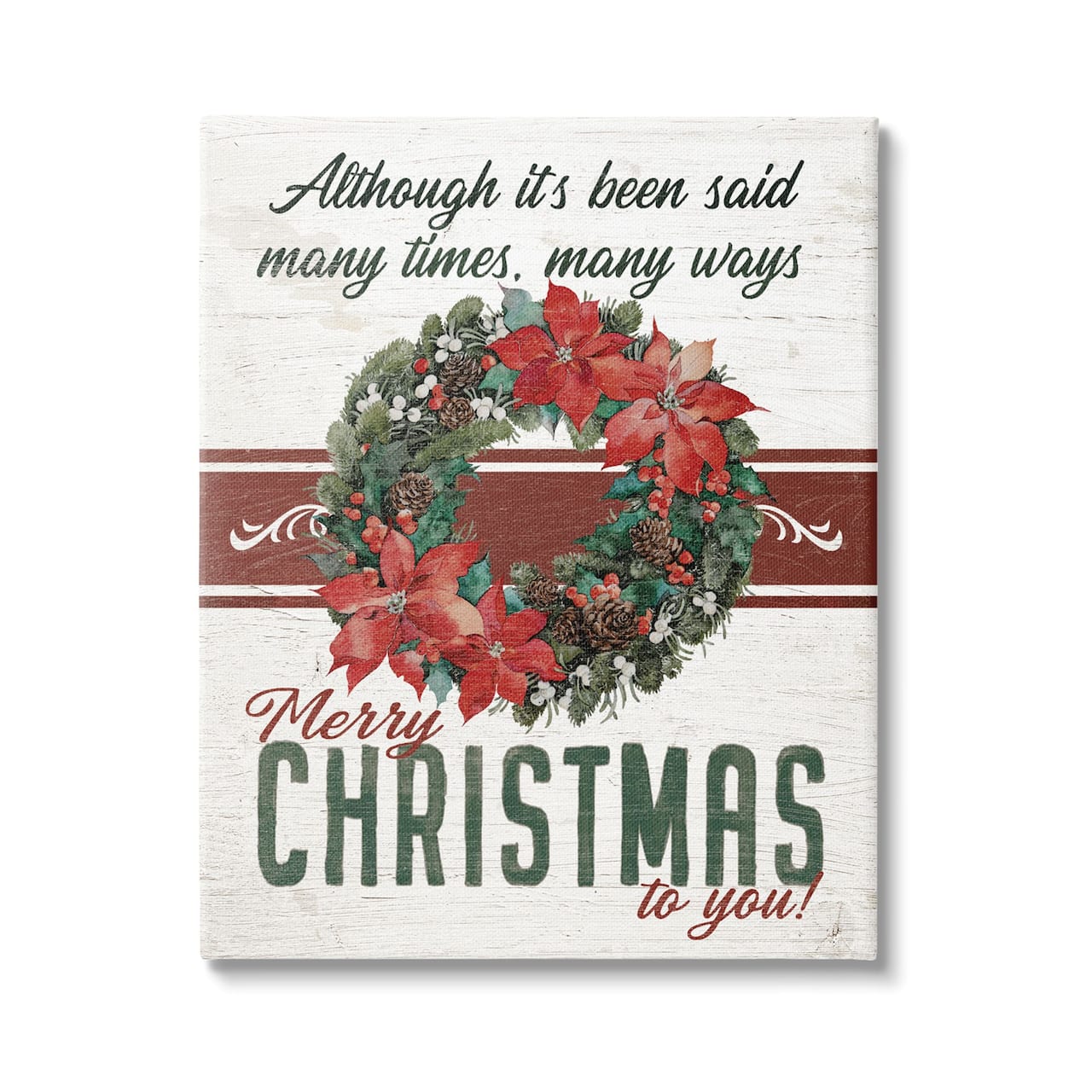 Stupell Industries Merry Christmas To You Vintage Poinsettia Canvas Wall Art